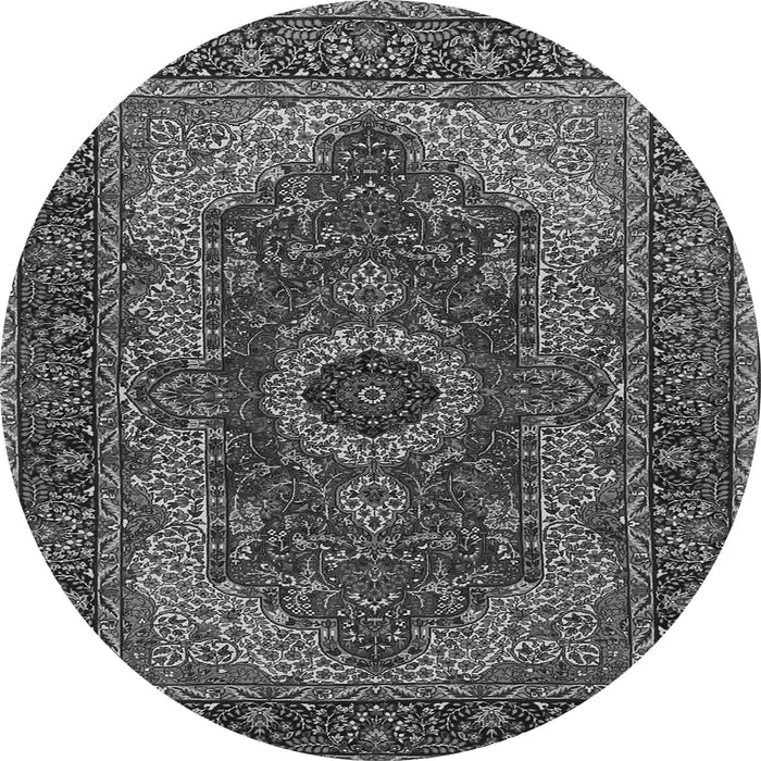 Machine Washable Medallion Gray Traditional Rug, wshtr2215gry