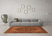 Machine Washable Medallion Orange Traditional Area Rugs in a Living Room, wshtr2215org