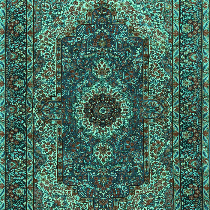 Machine Washable Medallion Turquoise Traditional Area Rugs, wshtr2215turq