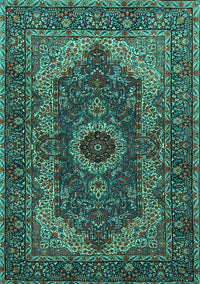 Medallion Turquoise Traditional Rug, tr2215turq