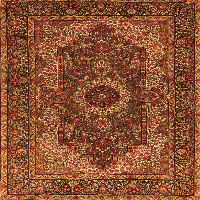 Serging Thickness of Medallion Orange Traditional Rug, tr2215org