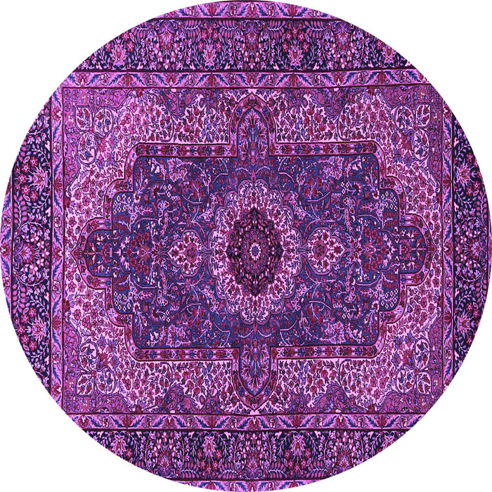 Round Medallion Purple Traditional Rug, tr2215pur