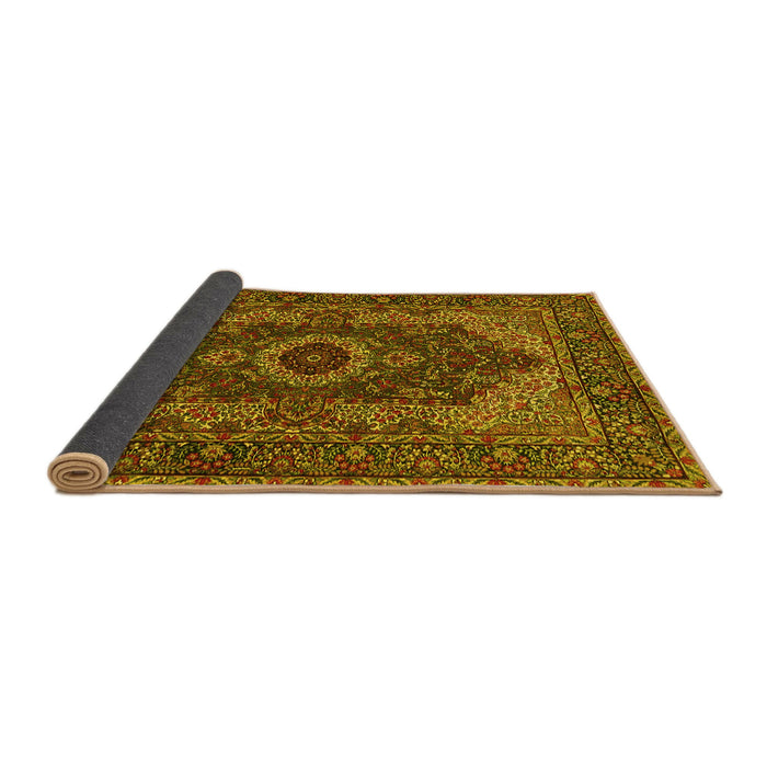 Sideview of Medallion Yellow Traditional Rug, tr2215yw