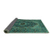 Sideview of Medallion Turquoise Traditional Rug, tr2215turq