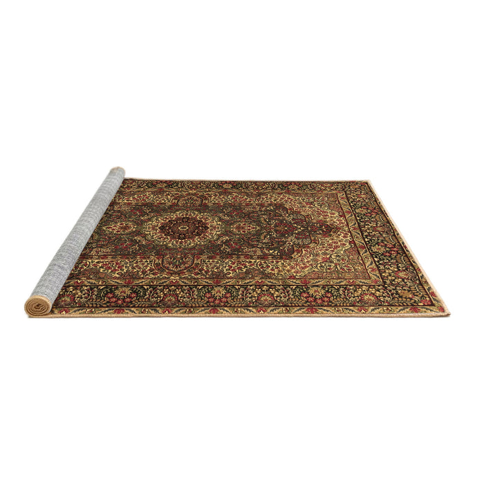 Sideview of Machine Washable Medallion Brown Traditional Rug, wshtr2215brn
