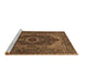 Sideview of Machine Washable Medallion Brown Traditional Rug, wshtr2215brn