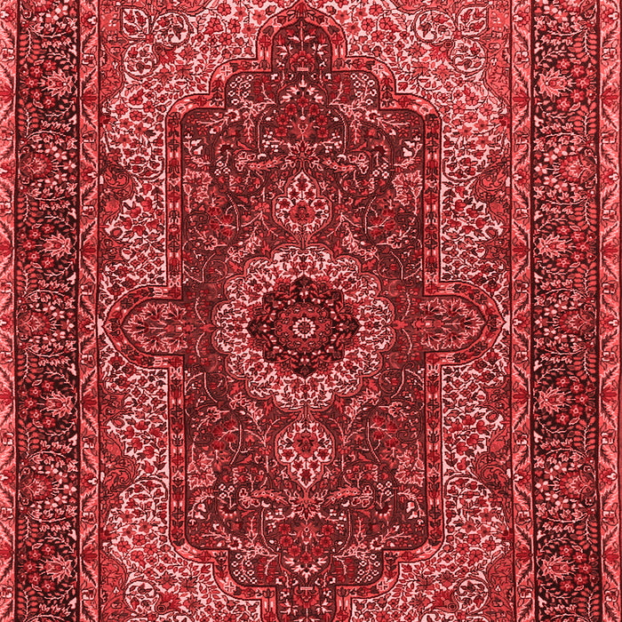 Machine Washable Medallion Red Traditional Rug, wshtr2215red
