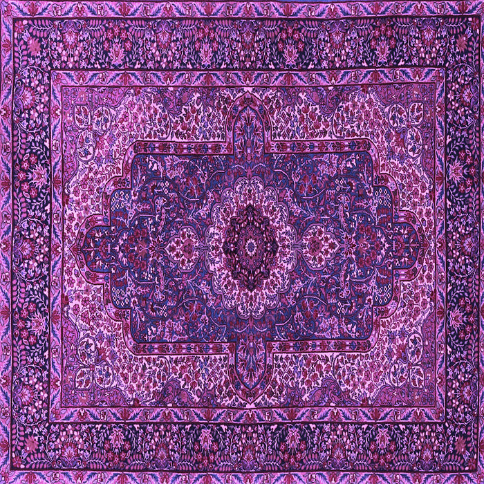 Square Machine Washable Medallion Purple Traditional Area Rugs, wshtr2215pur