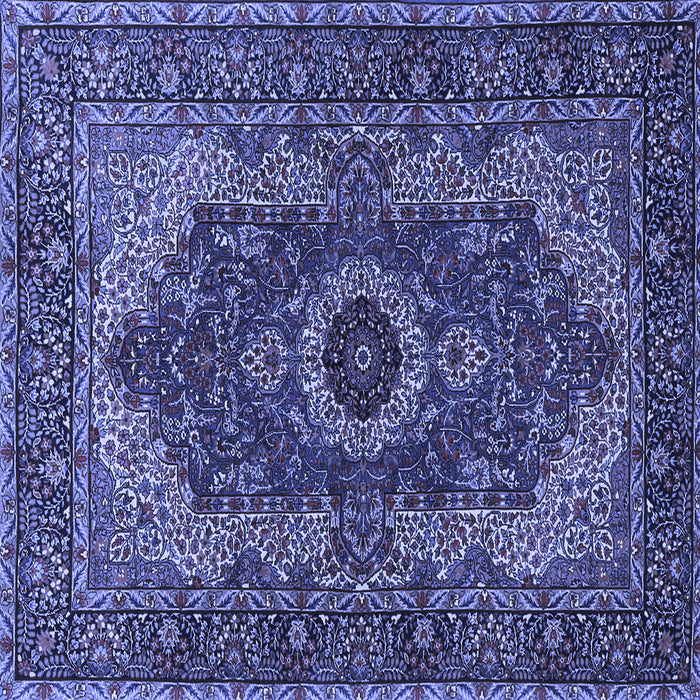 Square Machine Washable Medallion Blue Traditional Rug, wshtr2215blu