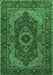 Machine Washable Medallion Emerald Green Traditional Area Rugs, wshtr2215emgrn