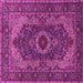 Square Machine Washable Medallion Pink Traditional Rug, wshtr2215pnk