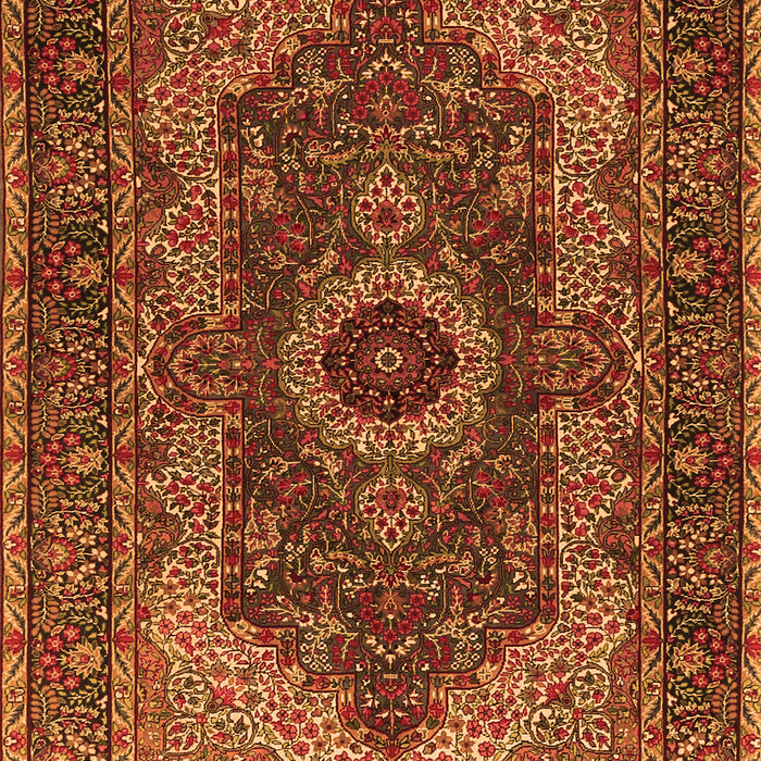 Serging Thickness of Machine Washable Medallion Orange Traditional Area Rugs, wshtr2215org
