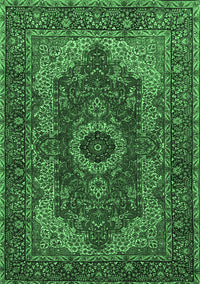 Medallion Emerald Green Traditional Rug, tr2215emgrn