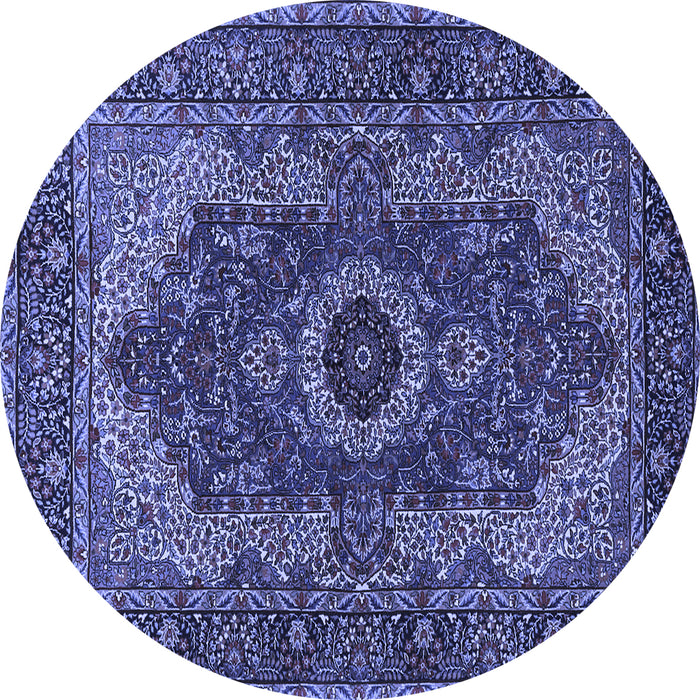 Round Medallion Blue Traditional Rug, tr2215blu