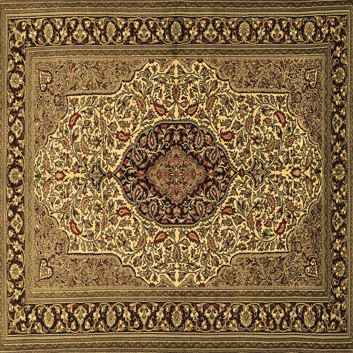 Square Machine Washable Medallion Brown Traditional Rug, wshtr2216brn