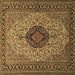 Square Machine Washable Medallion Brown Traditional Rug, wshtr2216brn