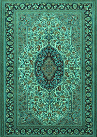 Medallion Turquoise Traditional Rug, tr2216turq