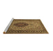 Sideview of Machine Washable Medallion Brown Traditional Rug, wshtr2216brn