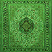 Round Machine Washable Medallion Green Traditional Area Rugs, wshtr2216grn