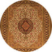 Square Medallion Orange Traditional Rug, tr2216org