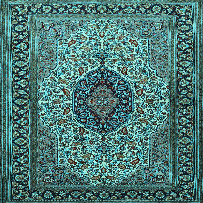 Square Medallion Light Blue Traditional Rug, tr2216lblu