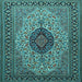 Square Medallion Light Blue Traditional Rug, tr2216lblu