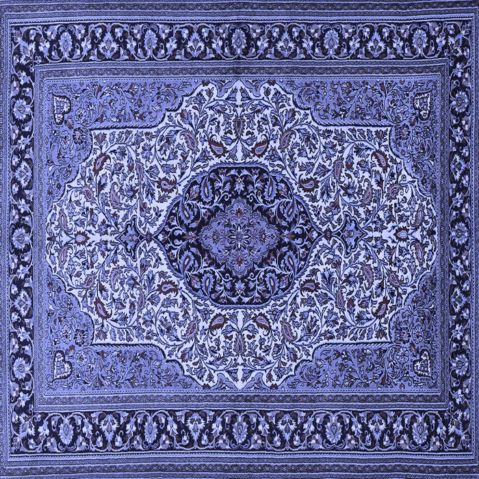 Square Machine Washable Medallion Blue Traditional Rug, wshtr2216blu