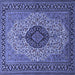 Square Machine Washable Medallion Blue Traditional Rug, wshtr2216blu