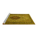 Sideview of Machine Washable Medallion Yellow Traditional Rug, wshtr2216yw