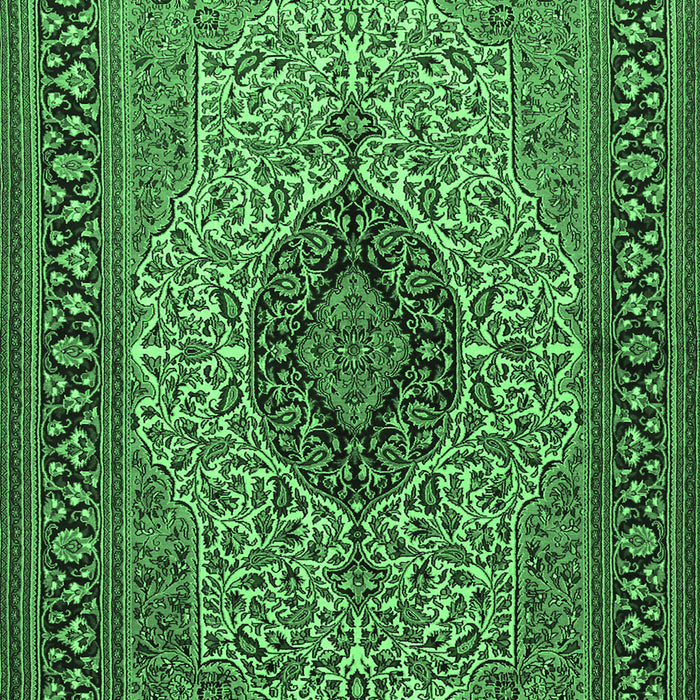 Machine Washable Medallion Emerald Green Traditional Area Rugs, wshtr2216emgrn