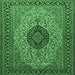 Square Machine Washable Medallion Emerald Green Traditional Area Rugs, wshtr2216emgrn