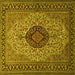 Square Machine Washable Medallion Yellow Traditional Rug, wshtr2216yw