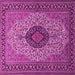 Square Machine Washable Medallion Pink Traditional Rug, wshtr2216pnk