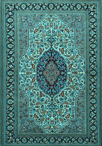 Medallion Light Blue Traditional Rug, tr2216lblu