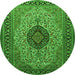 Machine Washable Medallion Green Traditional Area Rugs, wshtr2216grn