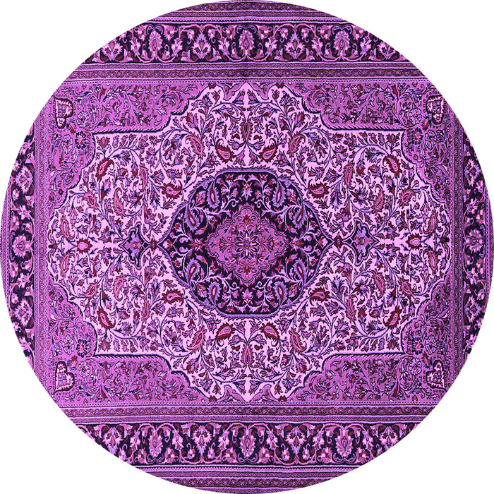 Round Medallion Purple Traditional Rug, tr2216pur
