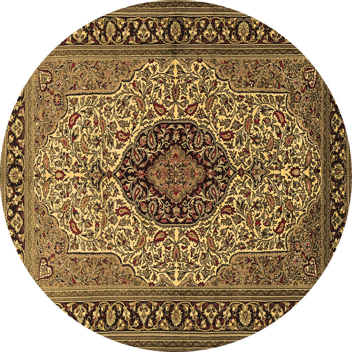 Round Medallion Brown Traditional Rug, tr2216brn