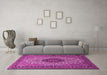 Machine Washable Medallion Pink Traditional Rug in a Living Room, wshtr2216pnk