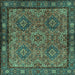 Square Persian Turquoise Traditional Rug, tr2217turq