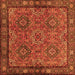 Round Machine Washable Persian Orange Traditional Area Rugs, wshtr2217org