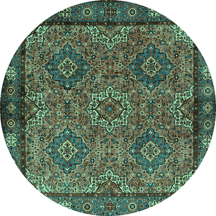 Round Persian Turquoise Traditional Rug, tr2217turq