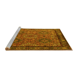 Sideview of Machine Washable Persian Yellow Traditional Rug, wshtr2217yw