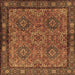 Square Persian Brown Traditional Rug, tr2217brn