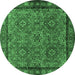 Round Persian Emerald Green Traditional Rug, tr2217emgrn