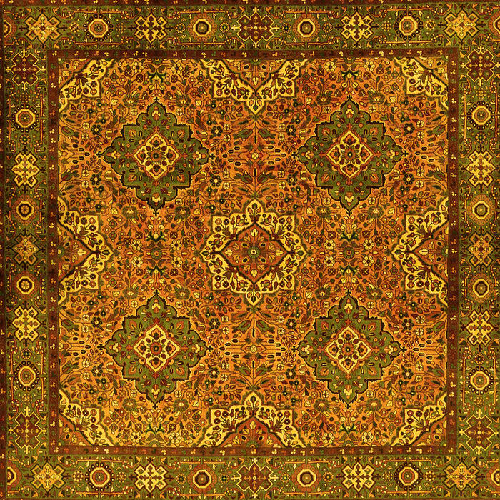 Square Machine Washable Persian Yellow Traditional Rug, wshtr2217yw