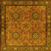 Square Machine Washable Persian Yellow Traditional Rug, wshtr2217yw