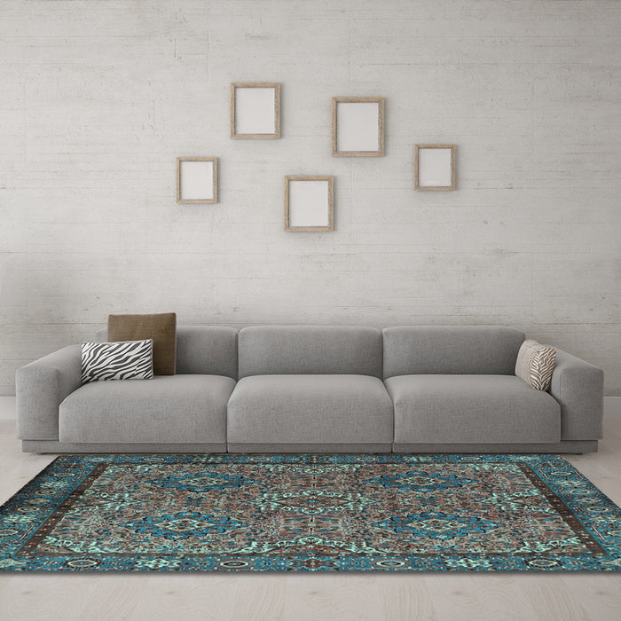 Machine Washable Persian Light Blue Traditional Rug in a Living Room, wshtr2217lblu