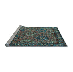 Sideview of Machine Washable Persian Light Blue Traditional Rug, wshtr2217lblu