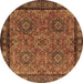 Round Persian Brown Traditional Rug, tr2217brn