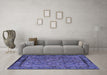 Machine Washable Persian Blue Traditional Rug in a Living Room, wshtr2217blu